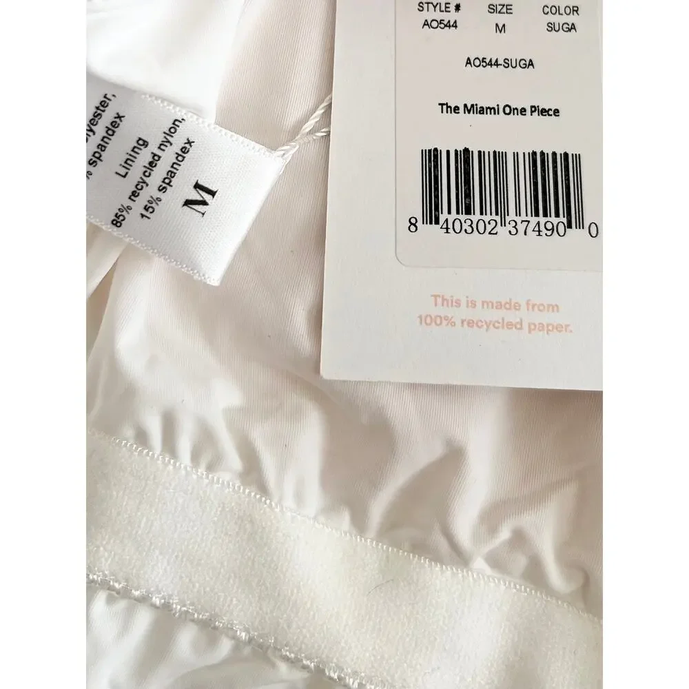 Andie Swim The Miami Shirred One-Piece in White M NWT